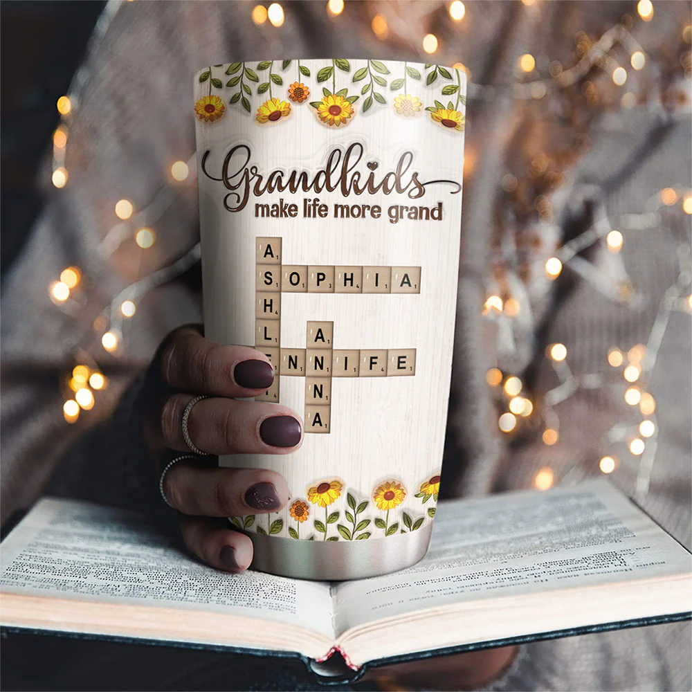 Grandkids Make Life Filled With Love Crossword - Personalized Custom 3D Inflated Effect Tumbler - Image 3