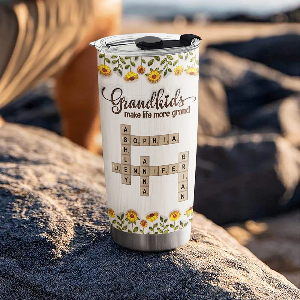 Grandkids Make Life Filled With Love Crossword - Personalized Custom 3D Inflated Effect Tumbler - Image 5