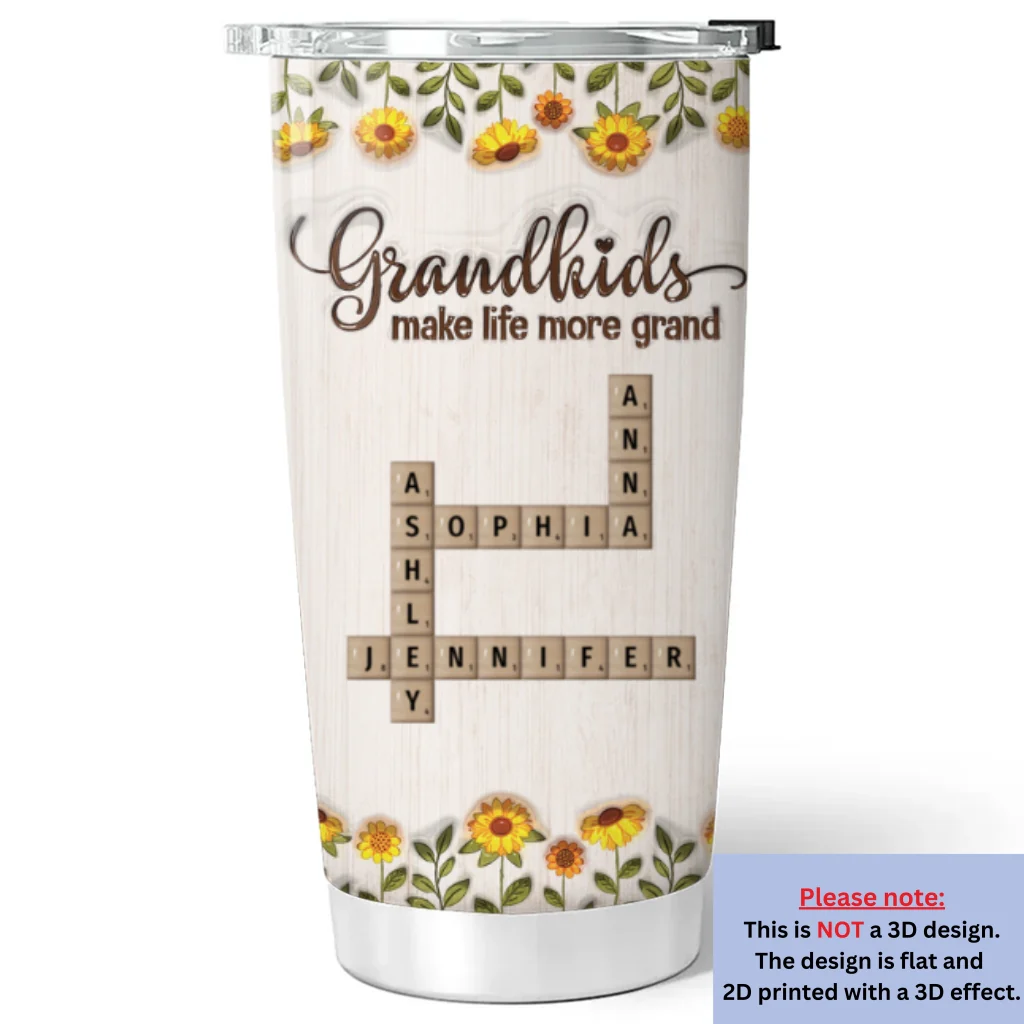 Grandkids Make Life Filled With Love Crossword - Personalized Custom 3D Inflated Effect Tumbler - Image 6