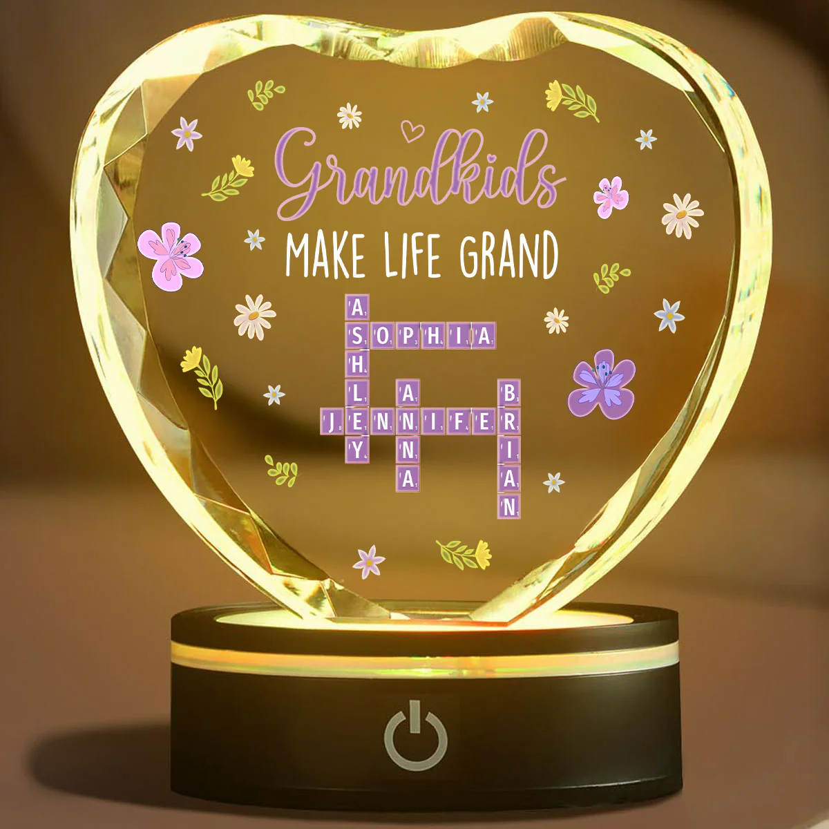 Grandkids Make Life Grand Crossword - Personalized Custom Crystal Led Light - Image 2