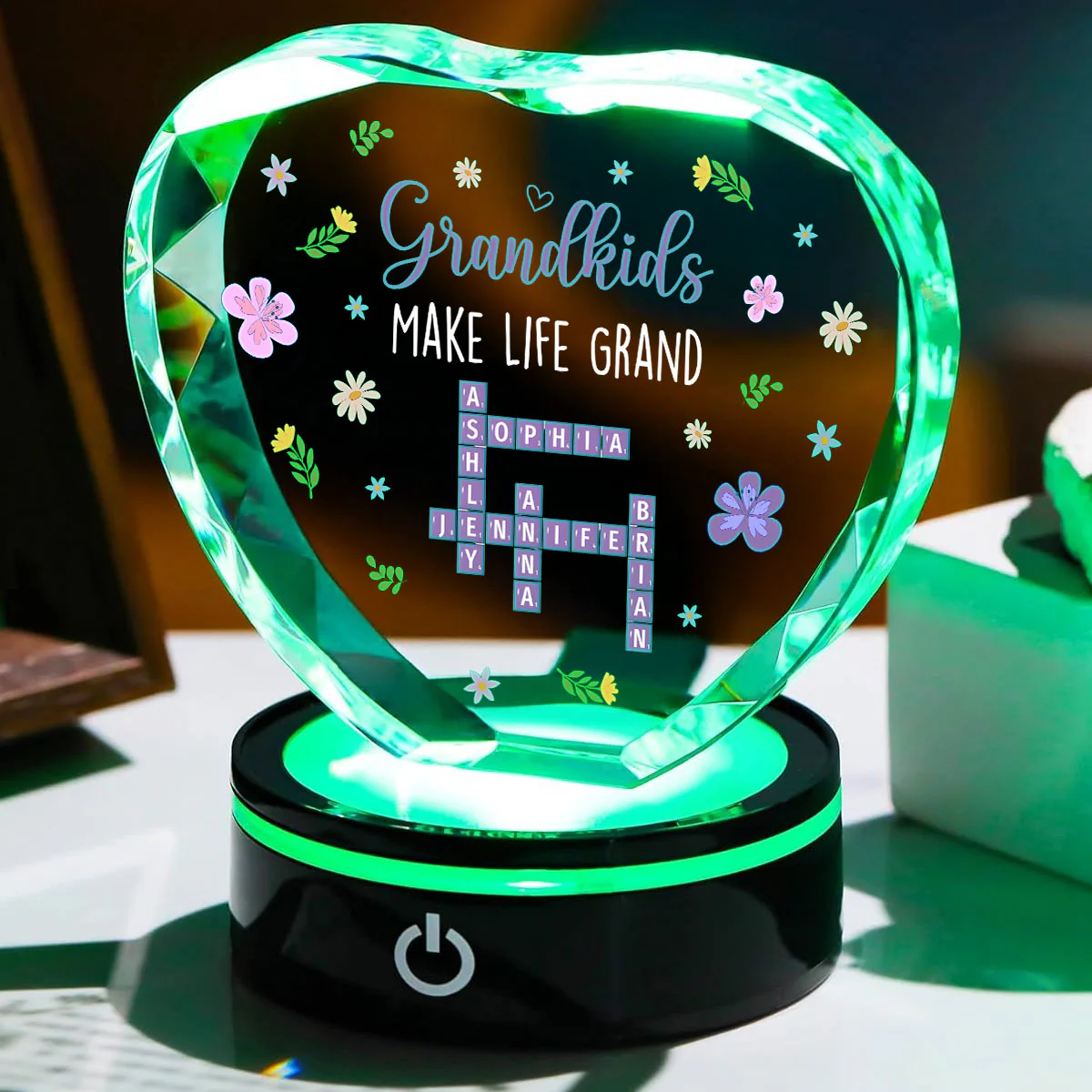 Grandkids Make Life Grand Crossword - Personalized Custom Crystal Led Light - Image 3