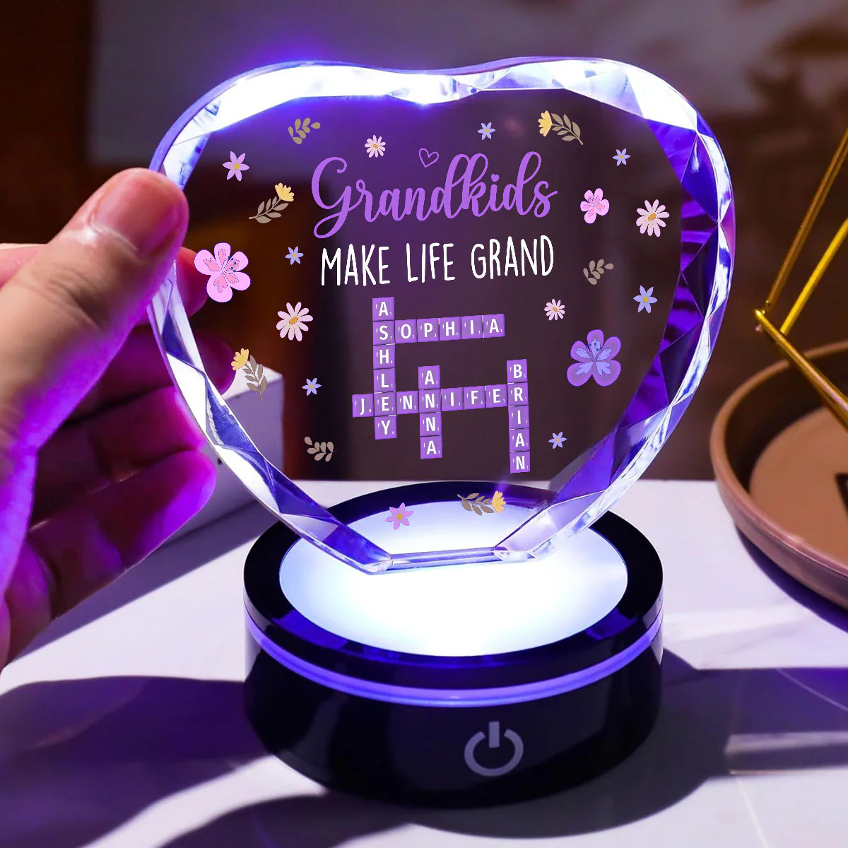 Grandkids Make Life Grand Crossword - Personalized Custom Crystal Led Light - Image 4