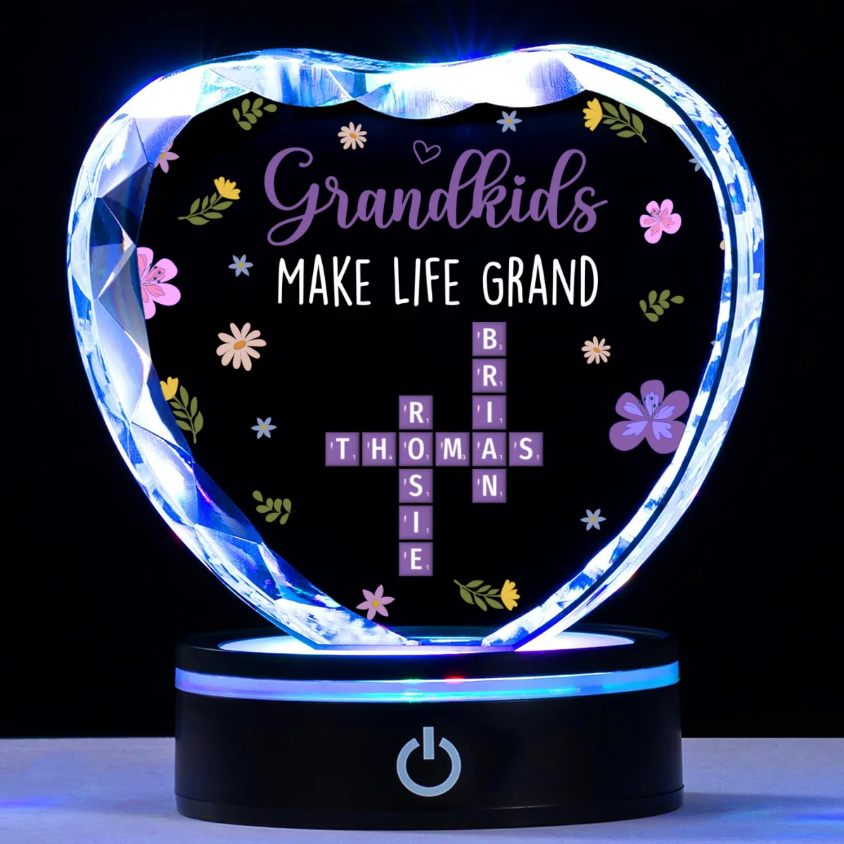 Grandkids Make Life Grand Crossword - Personalized Custom Crystal Led Light - Image 9