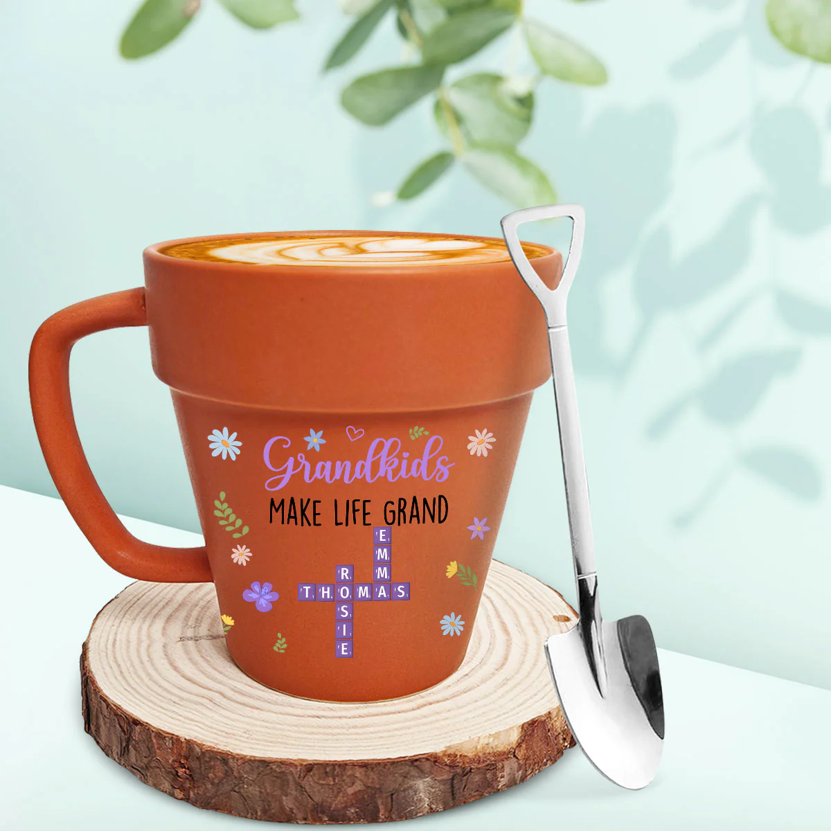 Grandkids Make Life Grand Crossword Puzzle - Personalized Custom Plant Pot Mug - Image 3