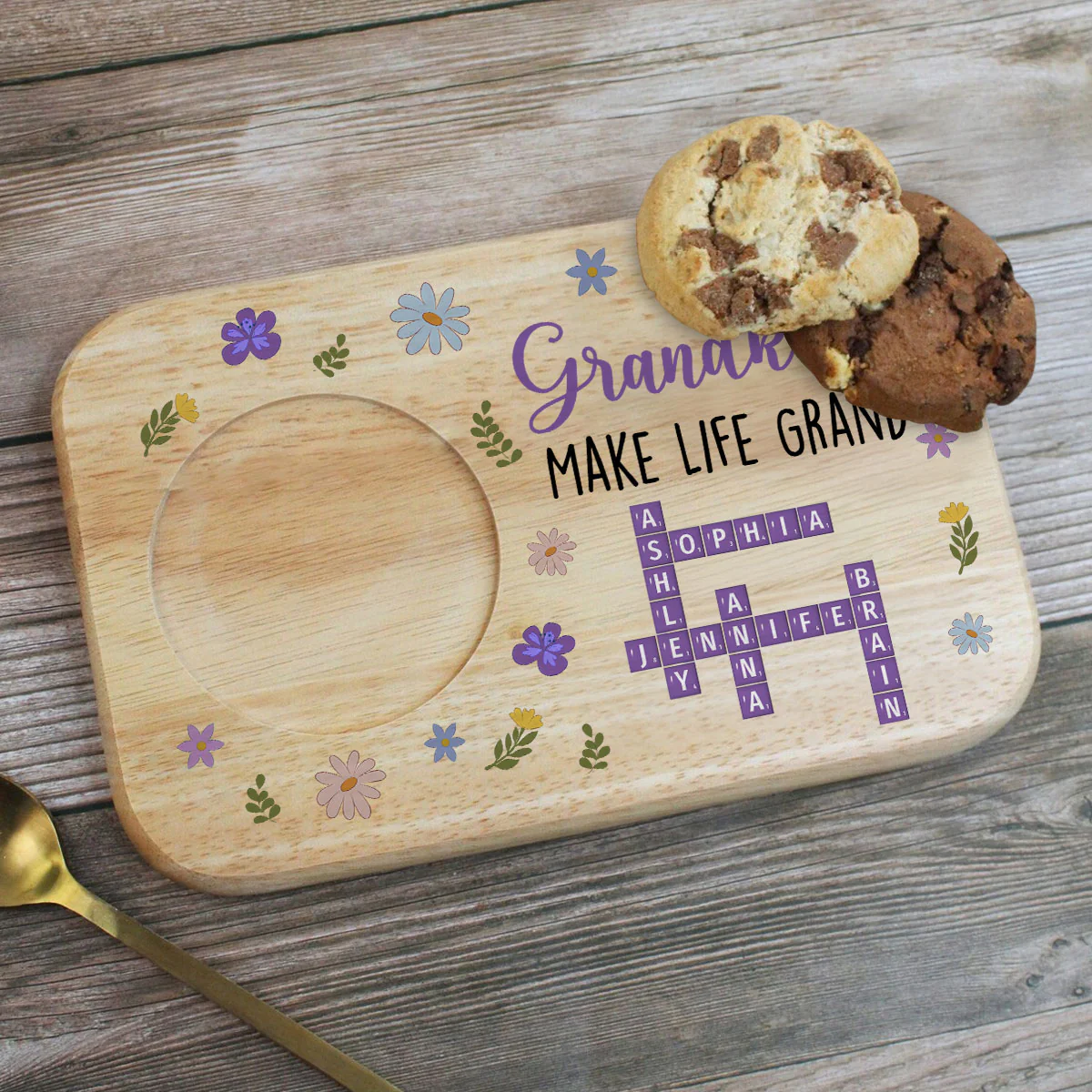 Grandkids Make Life Grand Crossword Puzzle - Personalized Custom Wooden Treat Board - Image 2