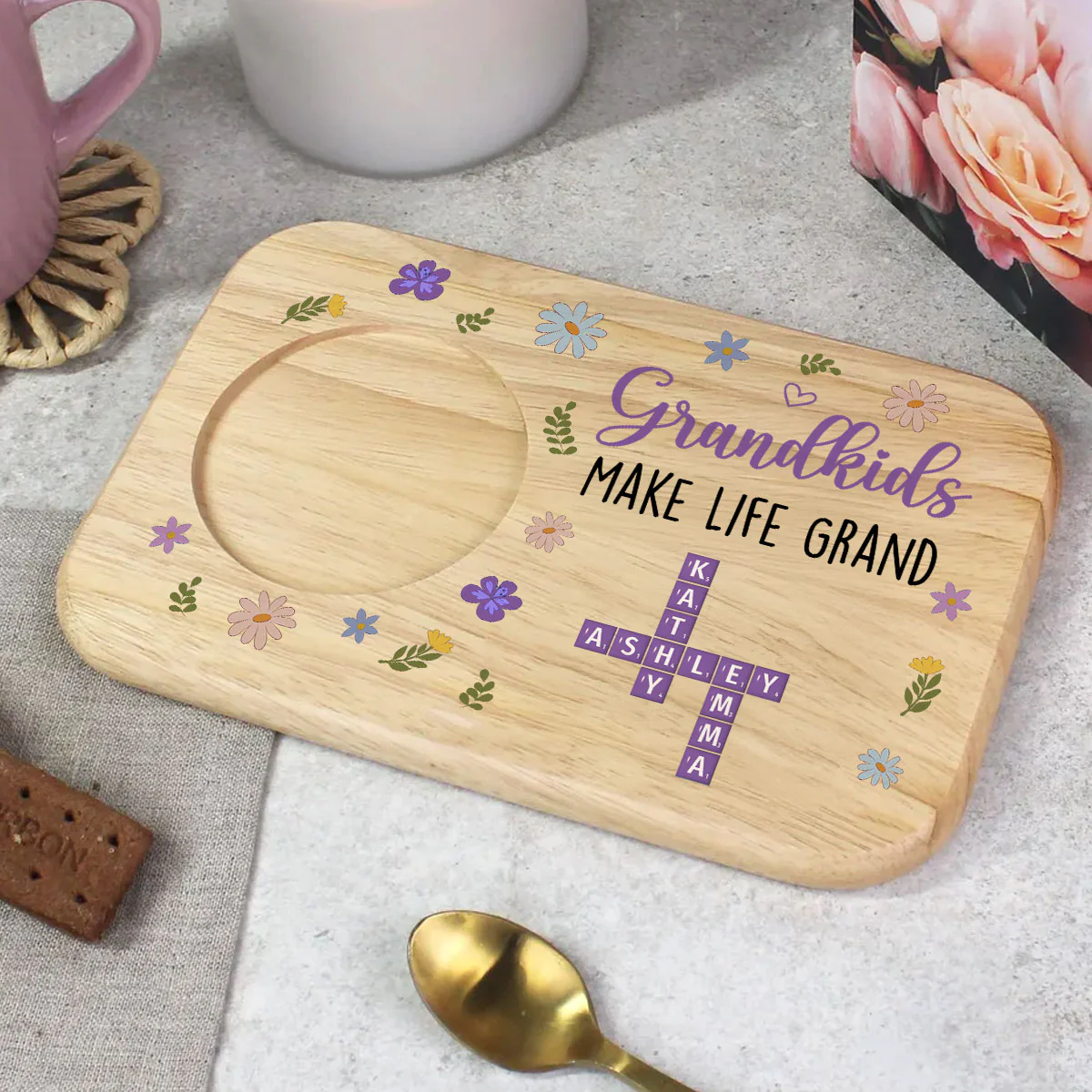 Grandkids Make Life Grand Crossword Puzzle - Personalized Custom Wooden Treat Board - Image 5