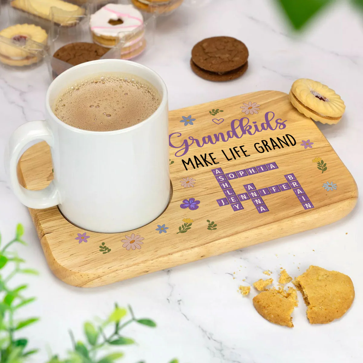 Grandkids Make Life Grand Crossword Puzzle - Personalized Custom Wooden Treat Board - Image 6