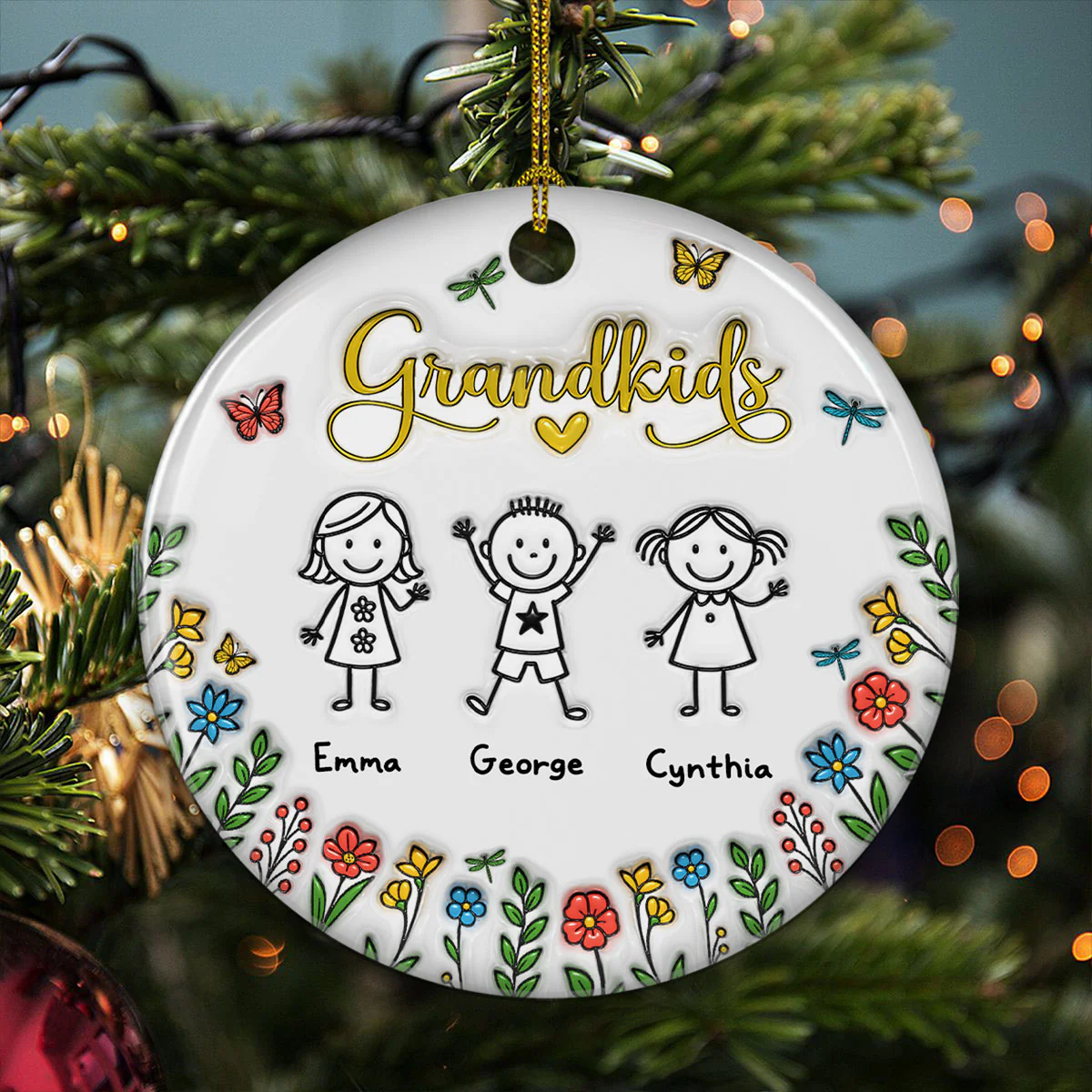Grandkids Make Life Grand - Personalized Custom 3D Inflated Effect Ceramic Ornament - Image 5