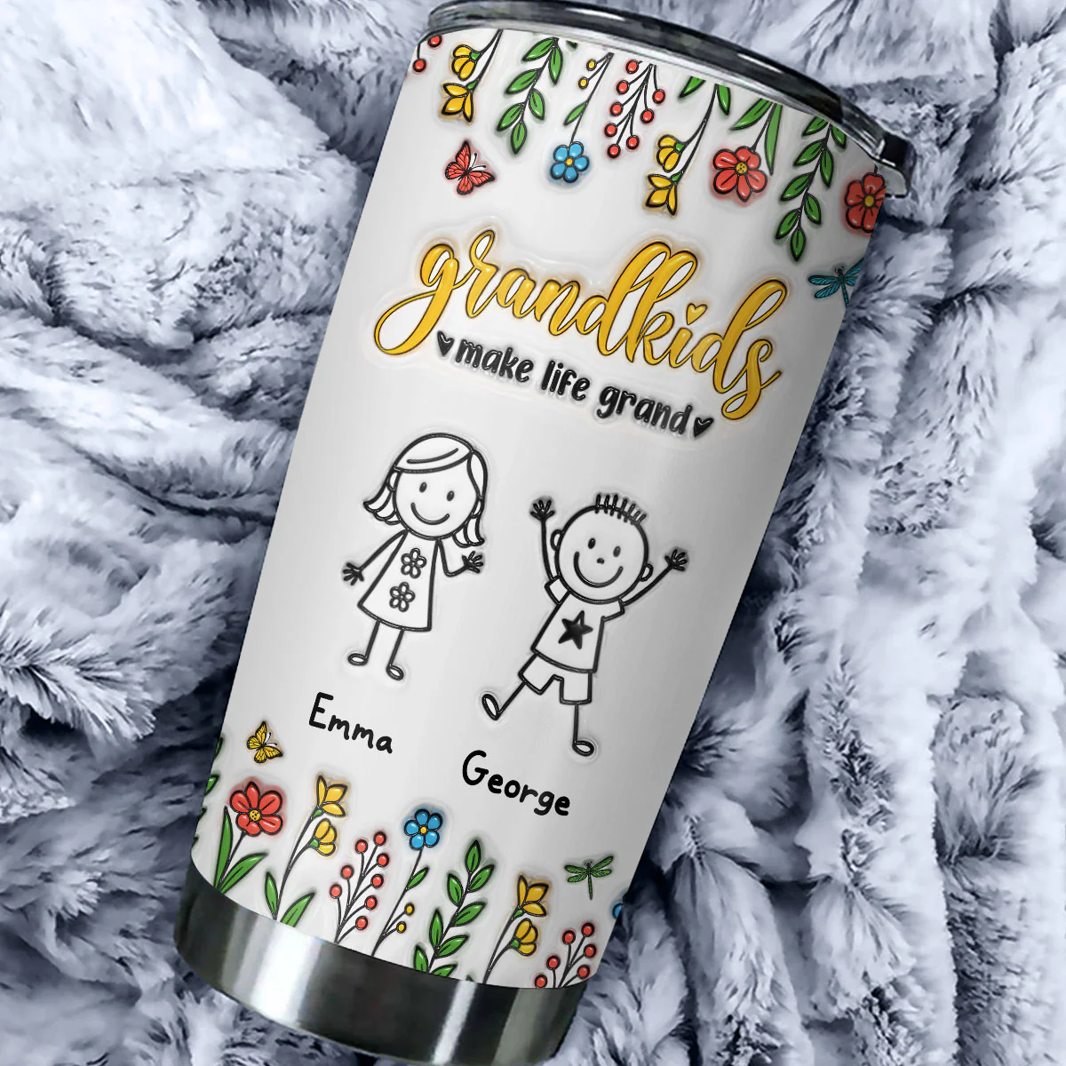 Grandkids Make Life Grand - Personalized Custom 3D Inflated Effect Tumbler - Image 2