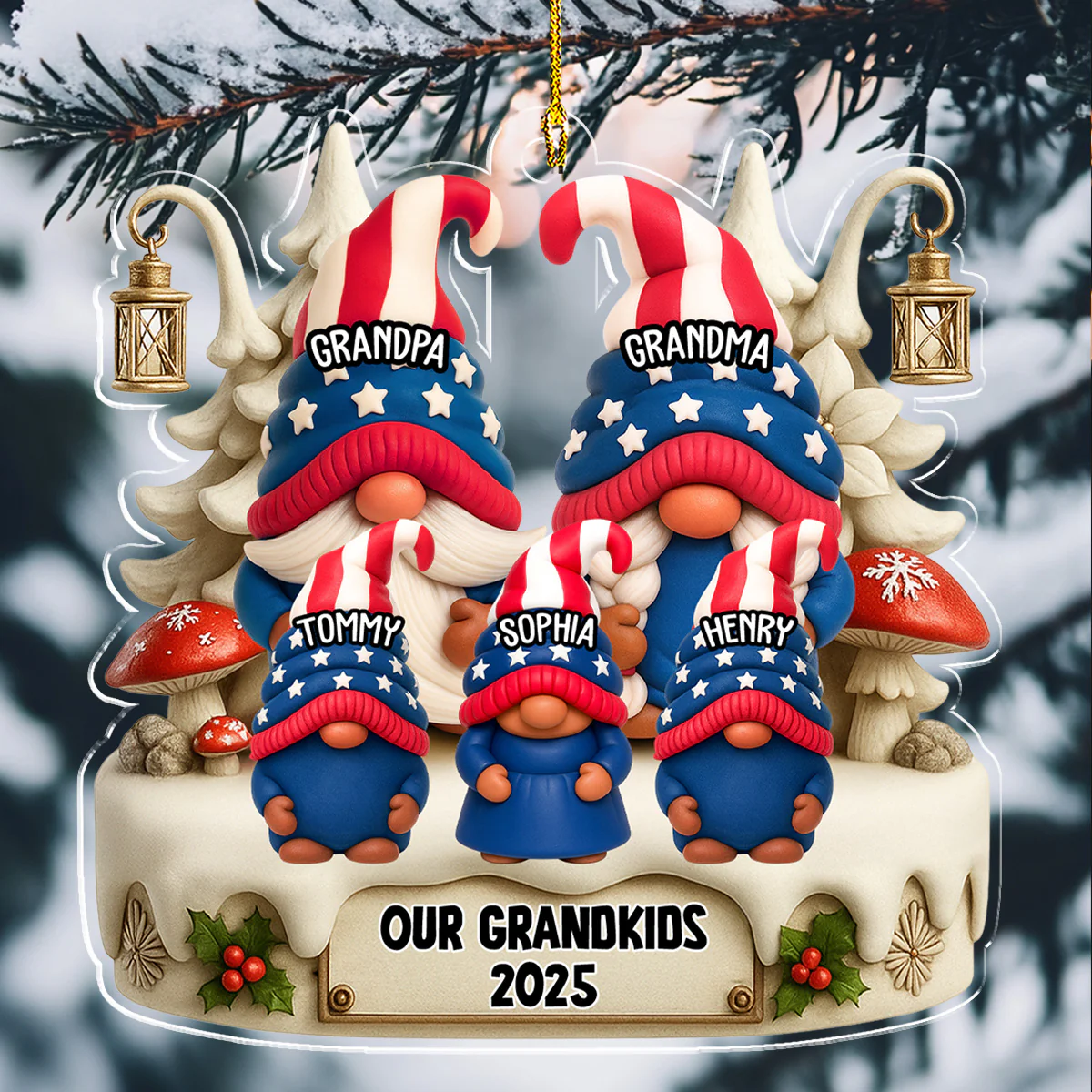 Grandkids Make Life Grand - Personalized Custom Acrylic Ornament - Image 3
