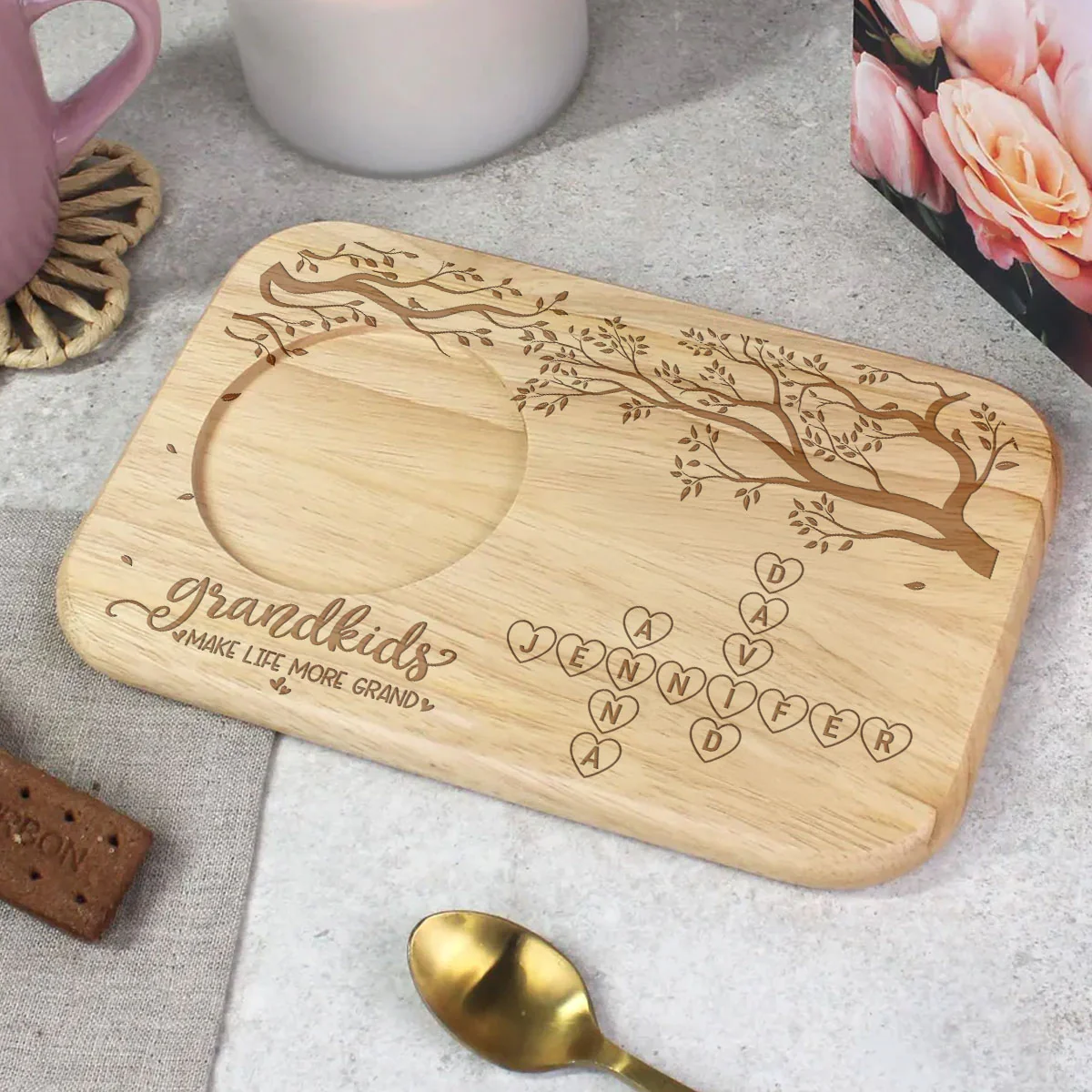 Grandkids Make Life GrandYou - Personalized Custom Wooden Treat Board - Image 3