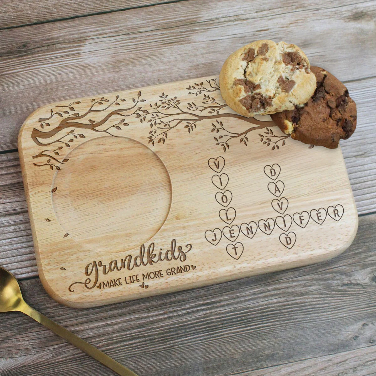Grandkids Make Life GrandYou - Personalized Custom Wooden Treat Board - Image 6