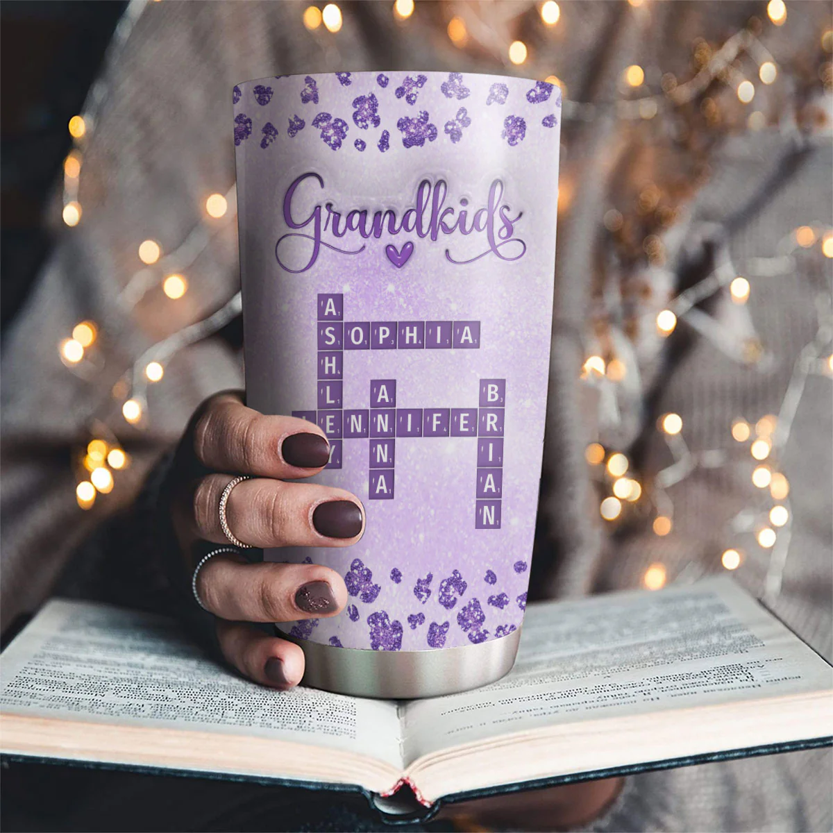 Grandkids Make Life More Grand Crossword - Personalized Custom 3D Inflated Effect Tumbler - Image 2