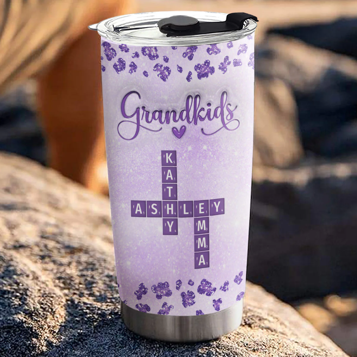 Grandkids Make Life More Grand Crossword - Personalized Custom 3D Inflated Effect Tumbler - Image 3