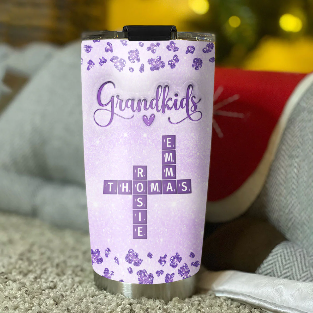 Grandkids Make Life More Grand Crossword - Personalized Custom 3D Inflated Effect Tumbler - Image 4