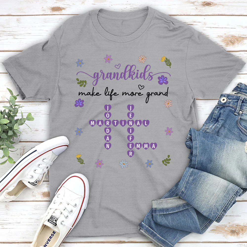 Grandkids Make Life More Grand Crossword - Personalized Custom Shirt - Image 2