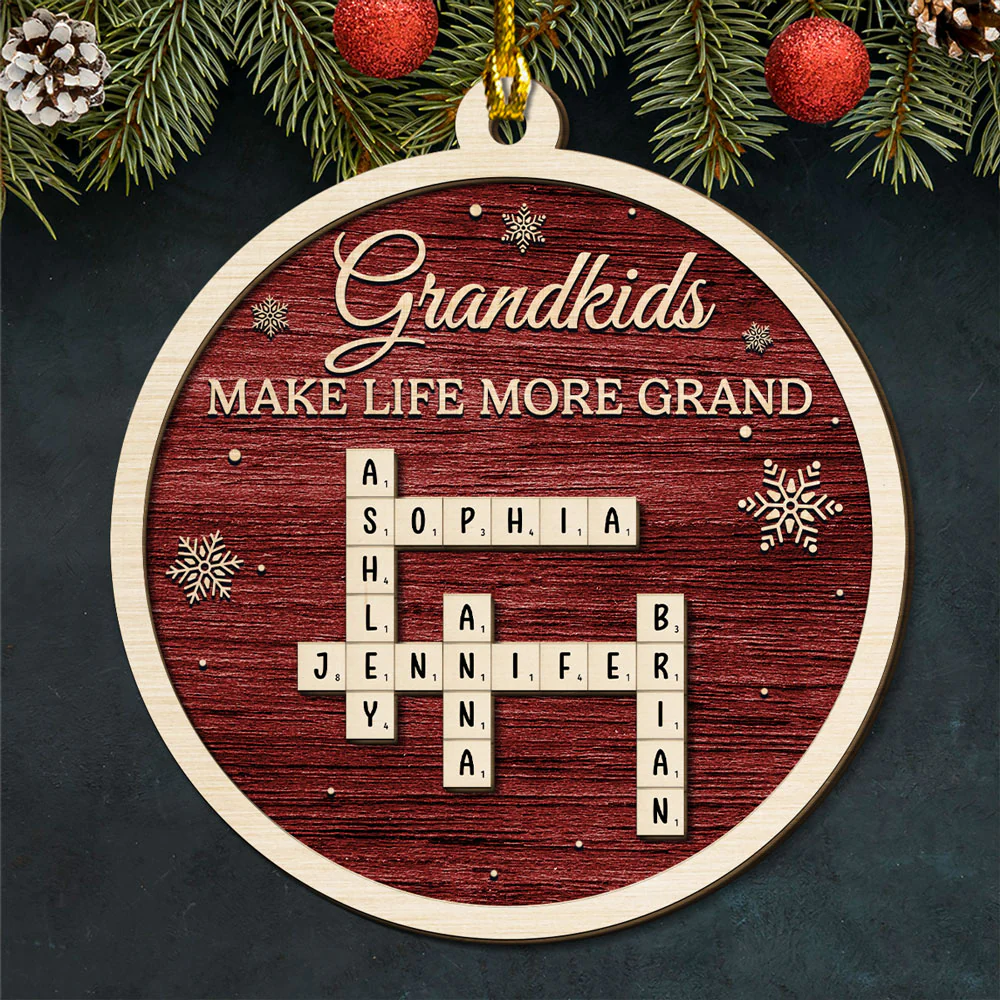 Grandkids Make Life More Grand - Personalized Custom 2-Layered Wood Ornament - Image 4