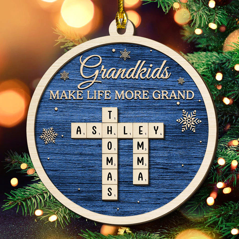 Grandkids Make Life More Grand - Personalized Custom 2-Layered Wood Ornament - Image 5