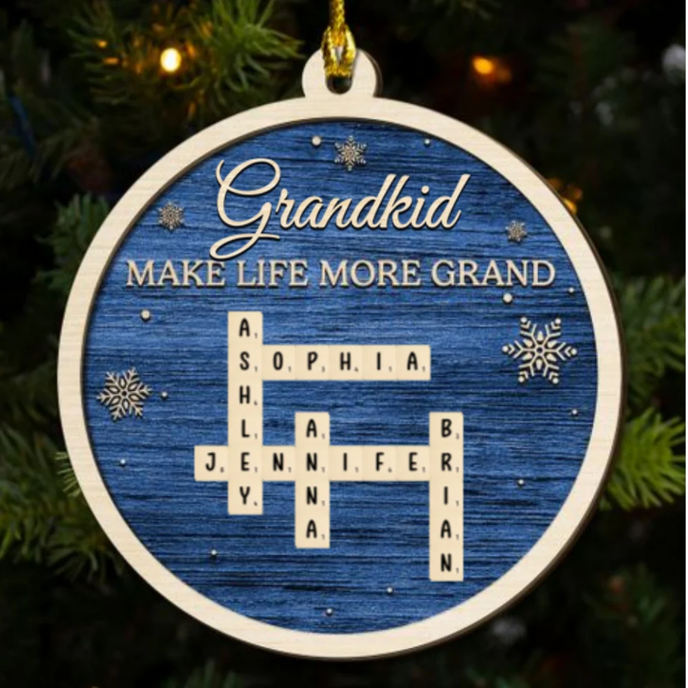 Grandkids Make Life More Grand - Personalized Custom 2-Layered Wood Ornament - Image 7