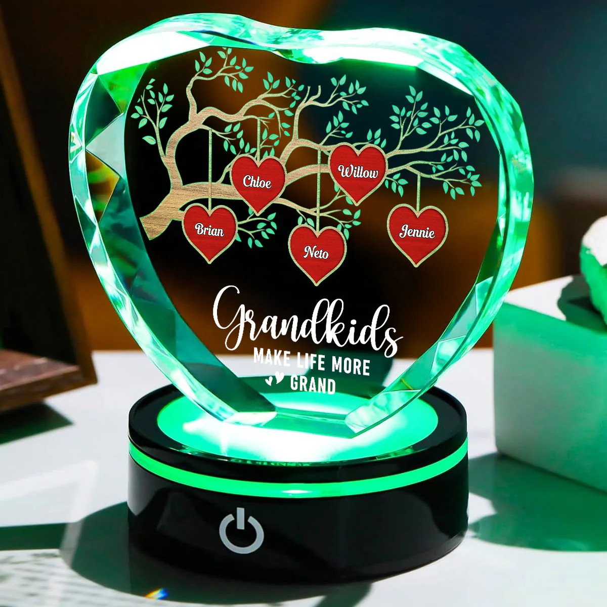 Grandkids Make Life More Grand - Personalized Custom Crystal Led Light - Image 3
