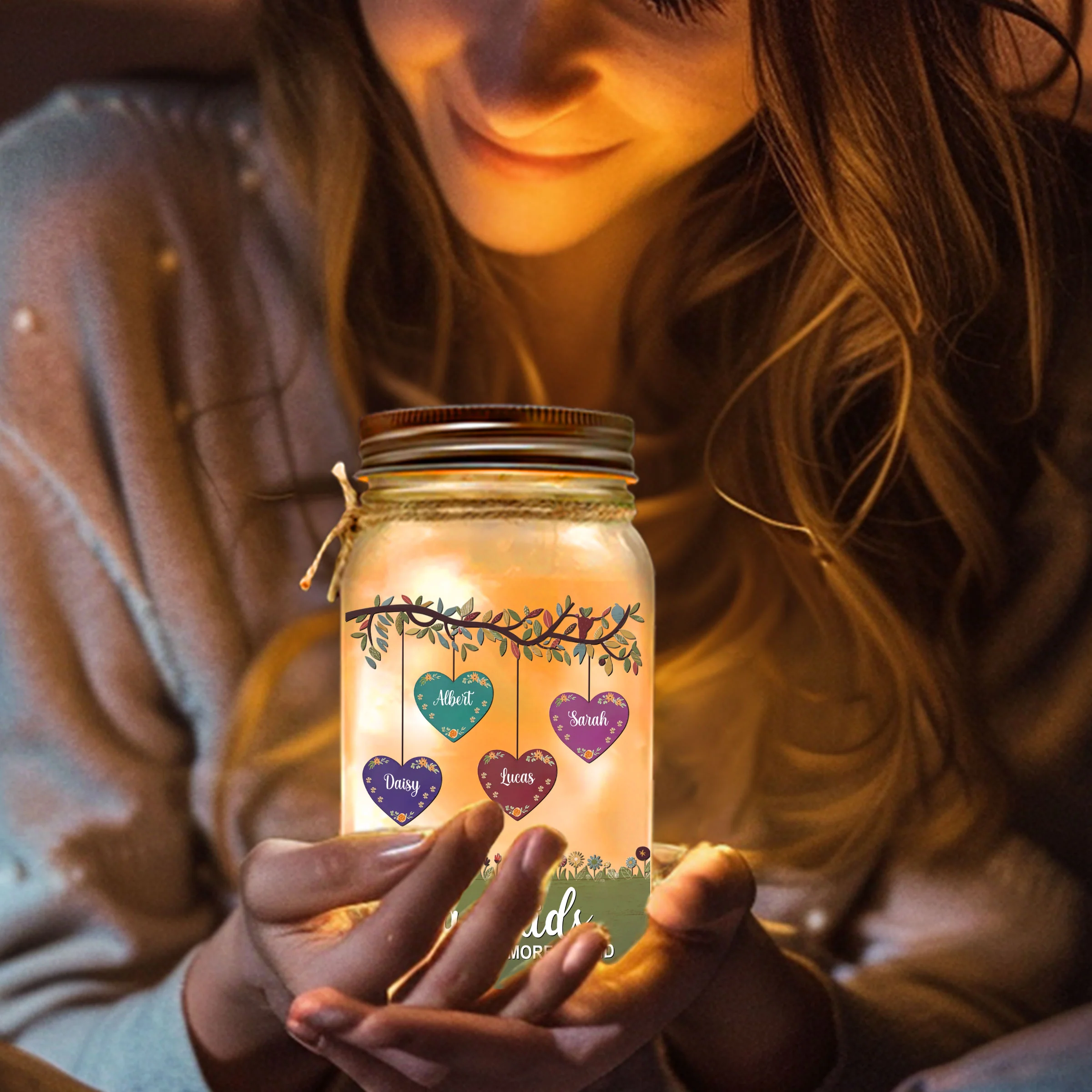 Grandkids Make Life More Grand - Personalized Custom Mason Jar Light - Image 3