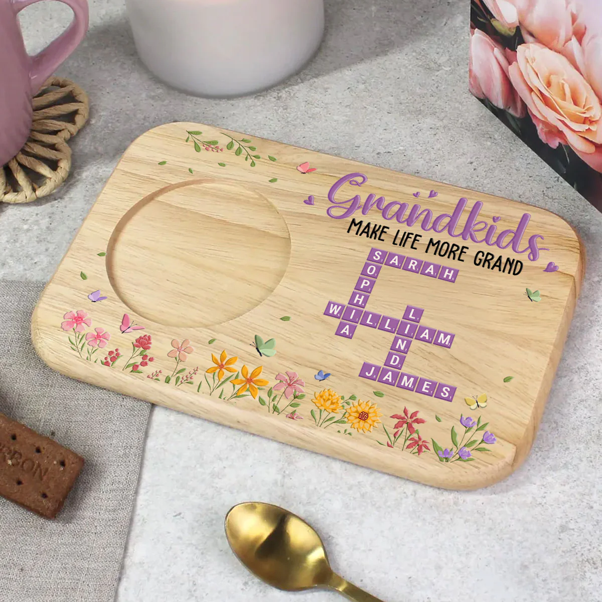 Grandkids Make Life More Grand - Personalized Custom Wooden Treat Board - Image 4