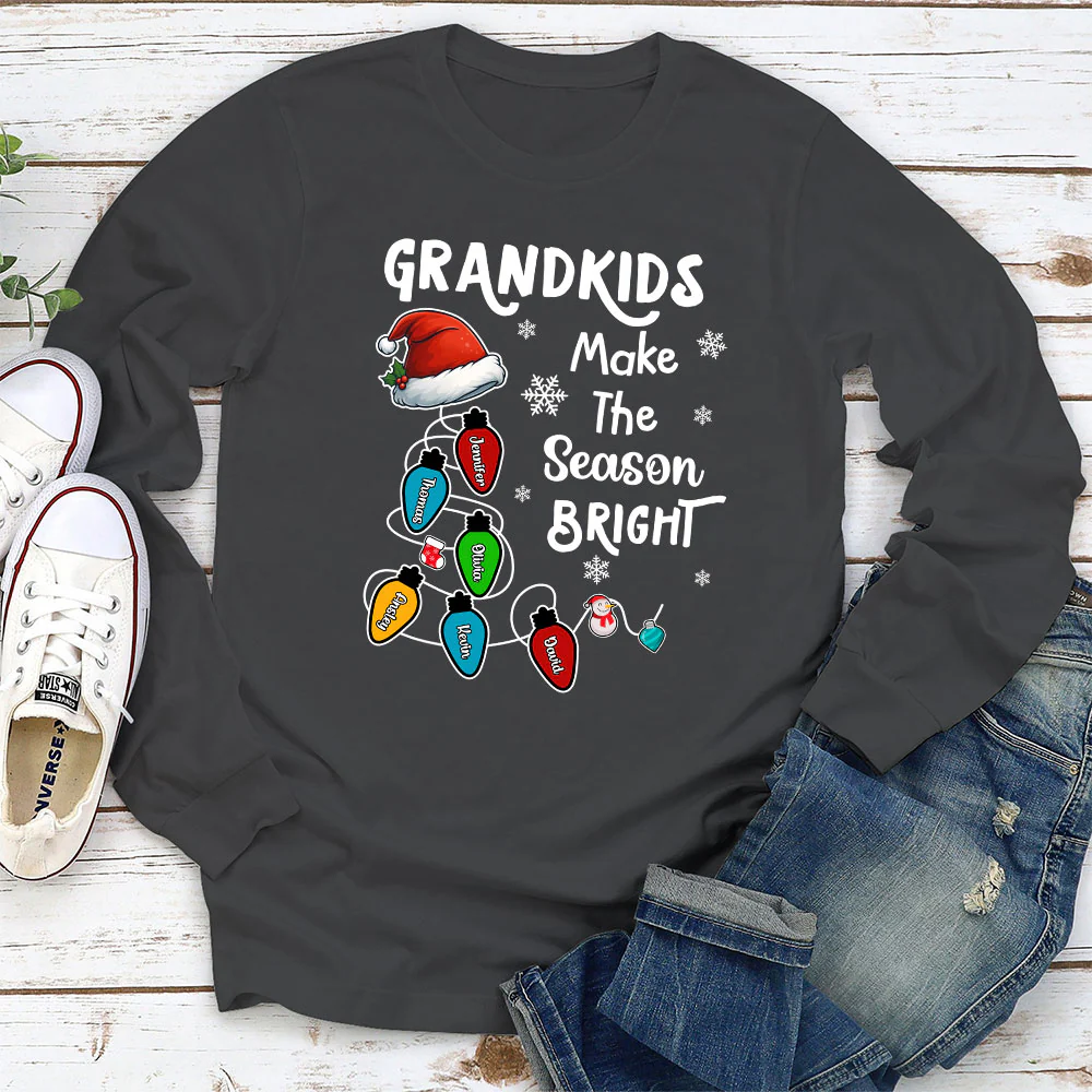 Grandkids Make The Season Bright - Personalized Custom Shirt - Image 4