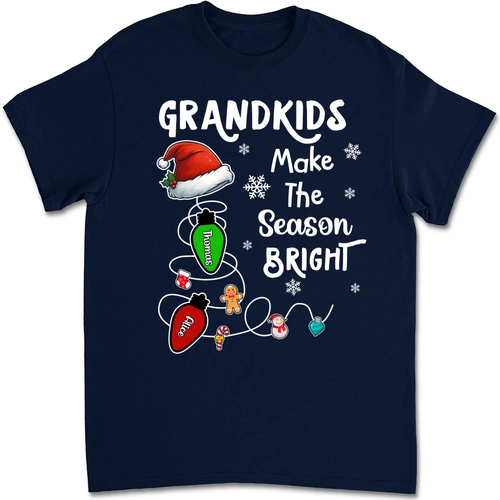 Grandkids Make The Season Bright - Personalized Custom Shirt - Image 9