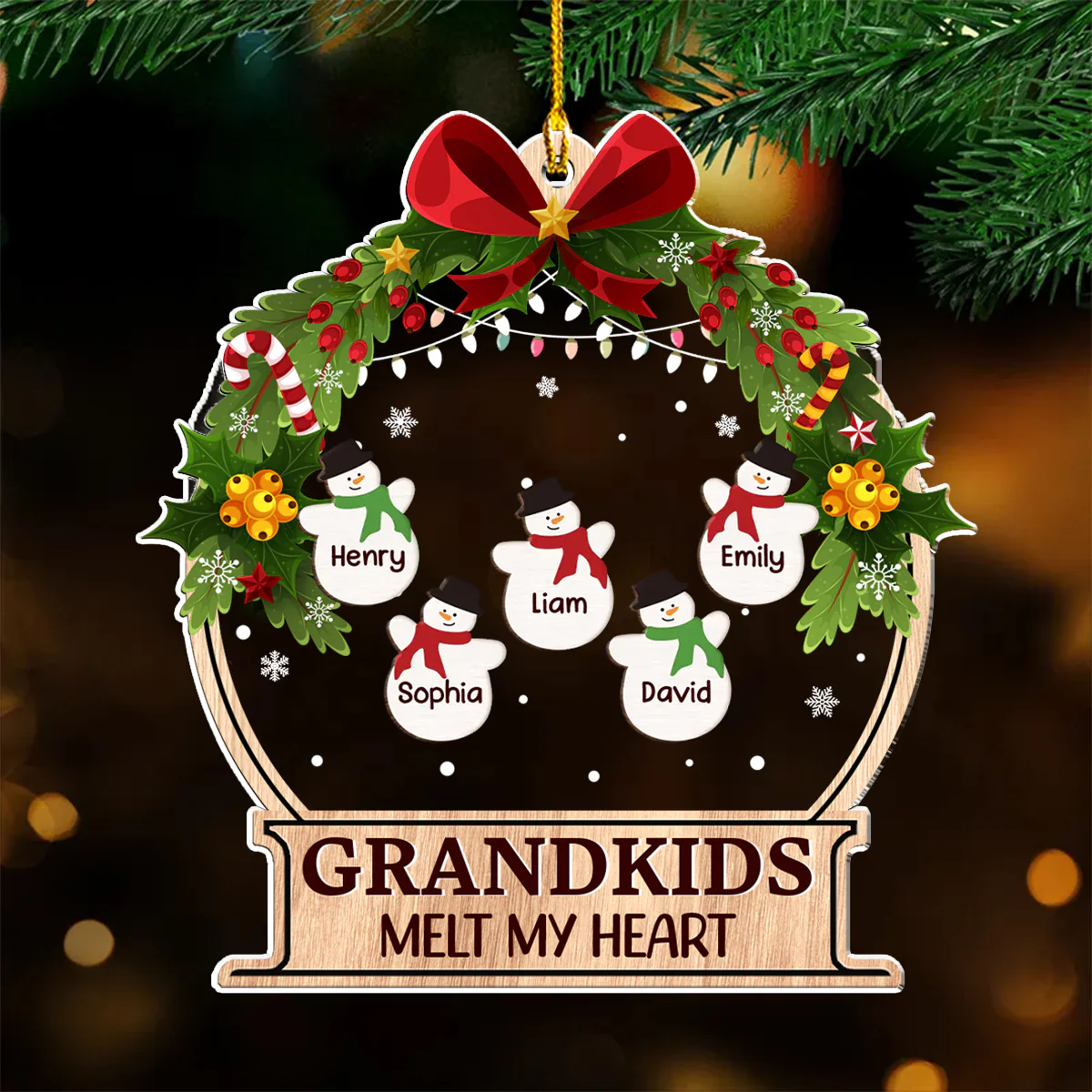 Grandkids Melt My Heart - Personalized Custom Acrylic Ornament - Image 2