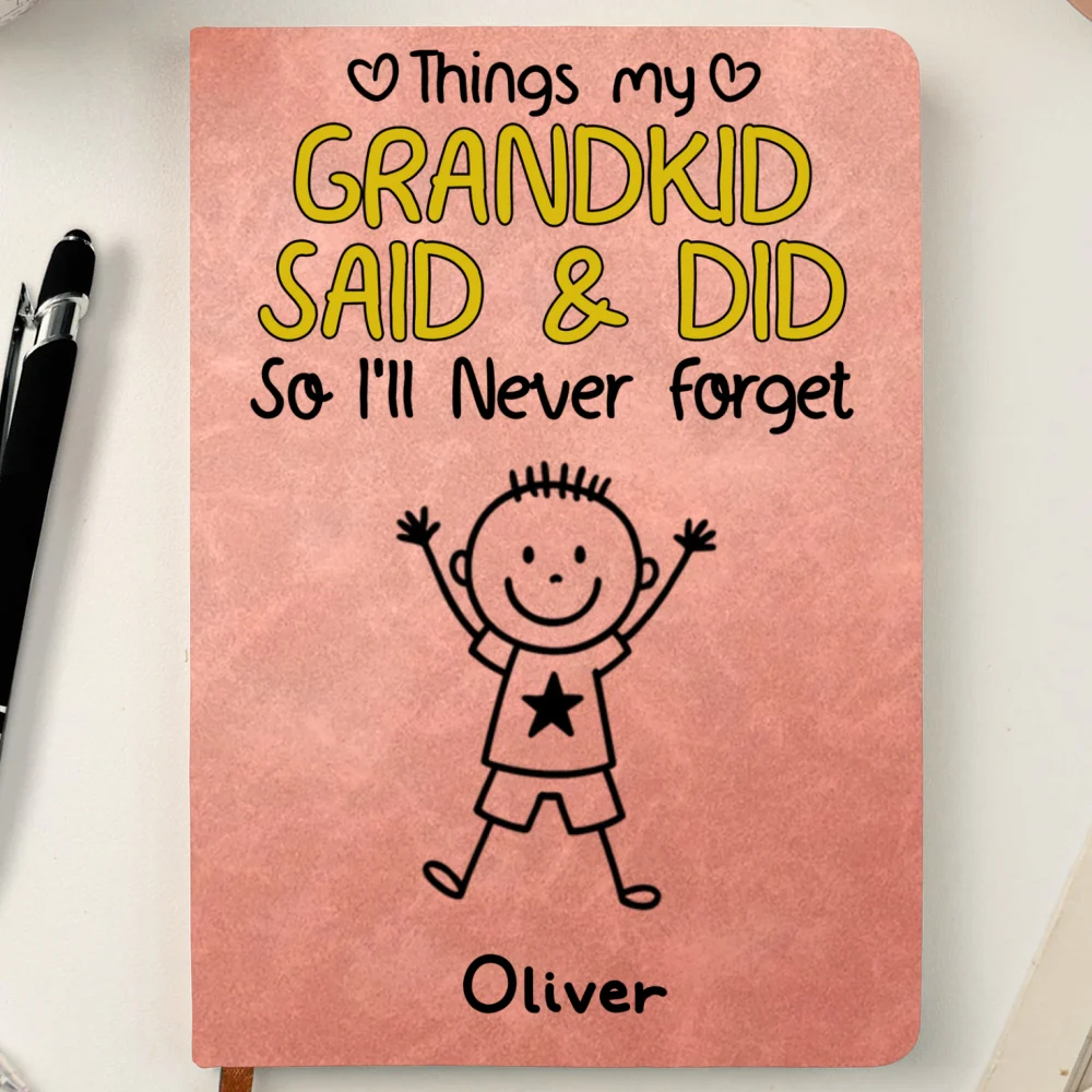 Grandkids Said And Did - Personalized Custom Leather Journal - Image 9