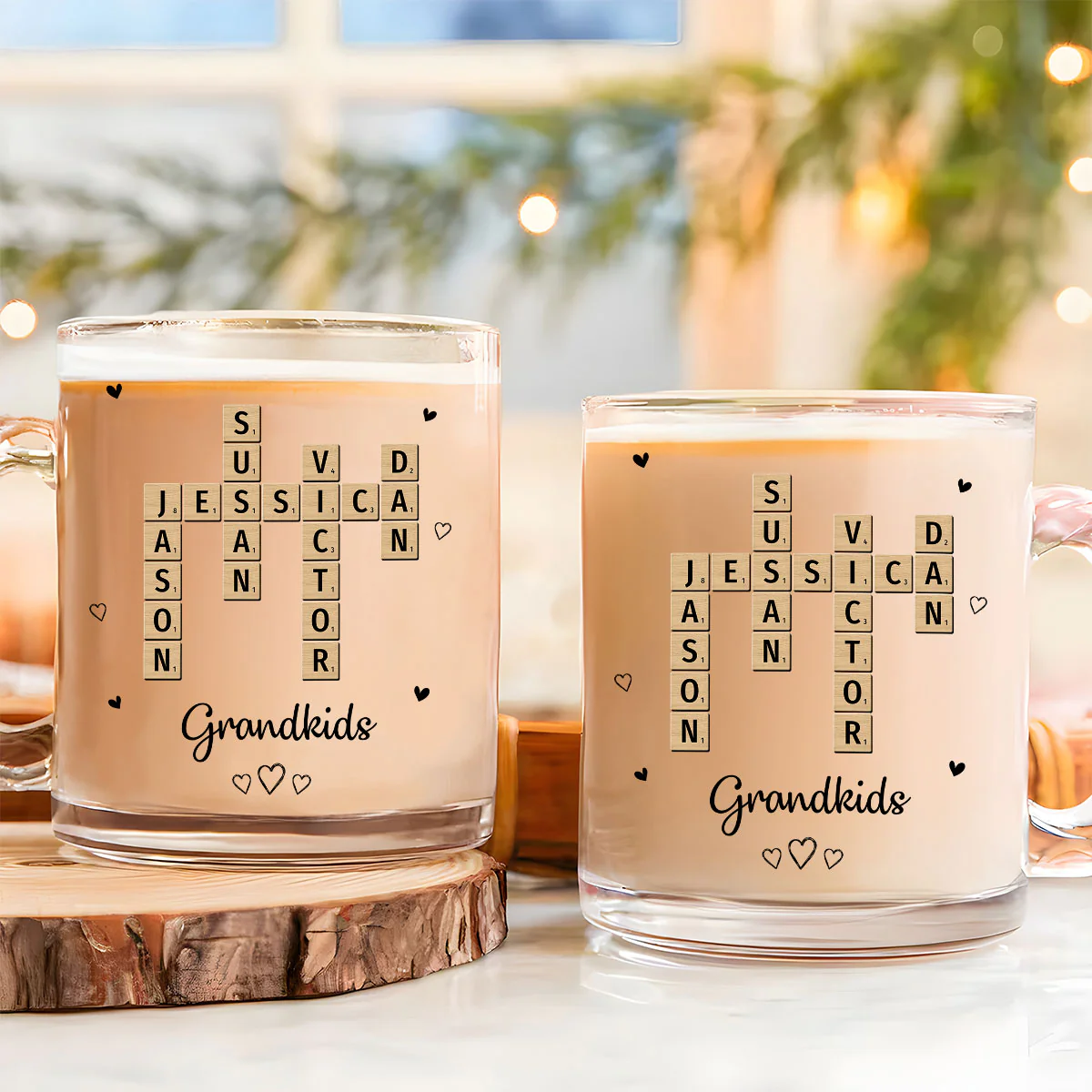 Grandkids Sisters Besties Coworkers Crossword Puzzle - Personalized Custom Glass Mug - Image 4