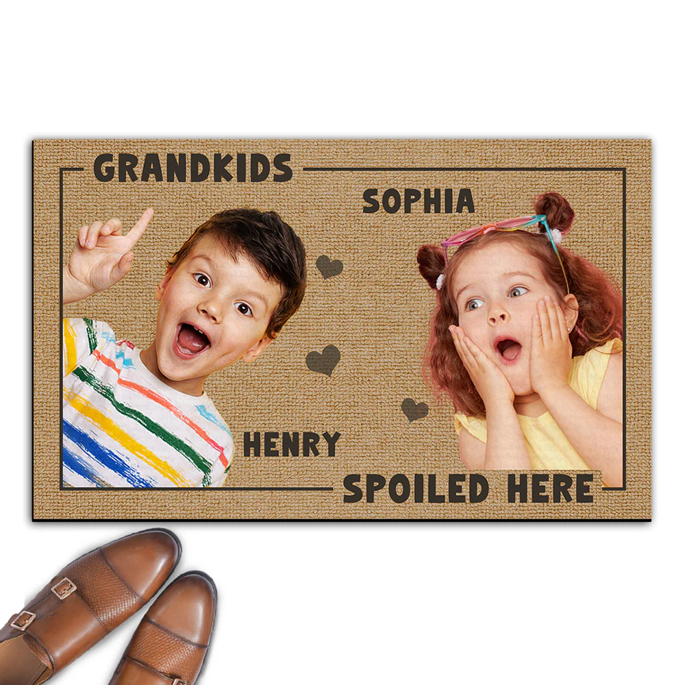 Grandkids Spoiled Here Custom Photo - Personalized Custom Doormat