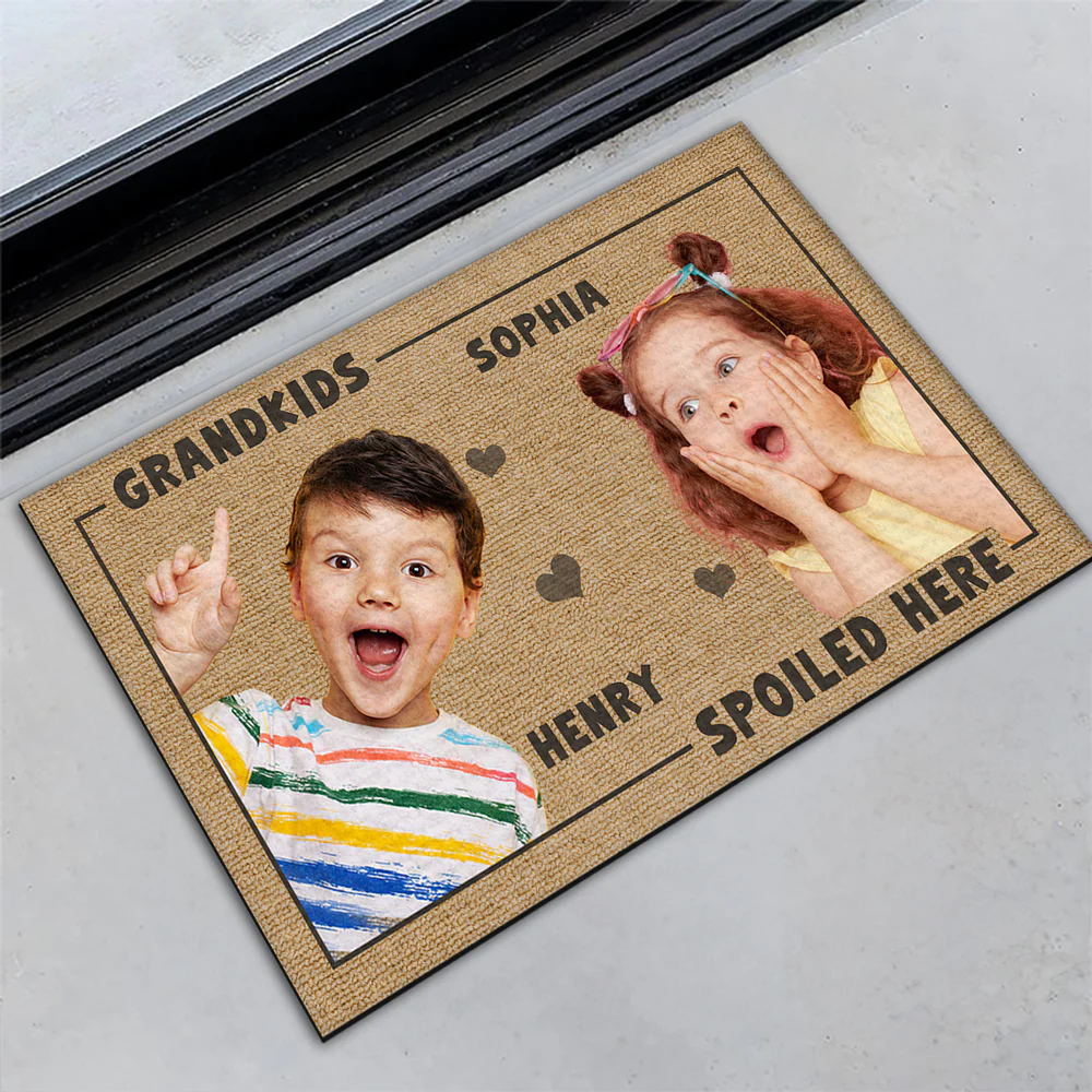 Grandkids Spoiled Here Custom Photo - Personalized Custom Doormat - Image 3