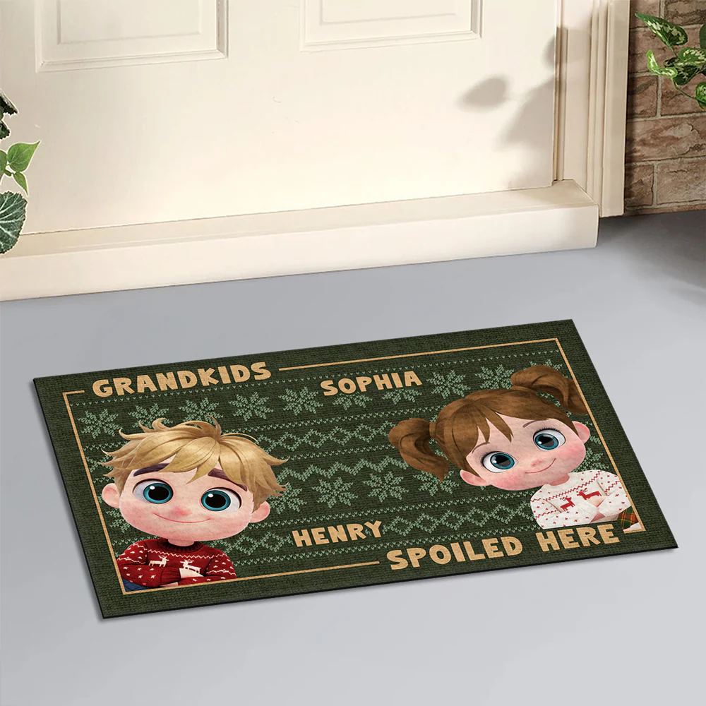 Grandkids Spoiled Here Merry Christmas  - Personalized Custom Doormat - Image 2