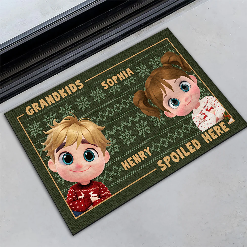 Grandkids Spoiled Here Merry Christmas  - Personalized Custom Doormat - Image 3