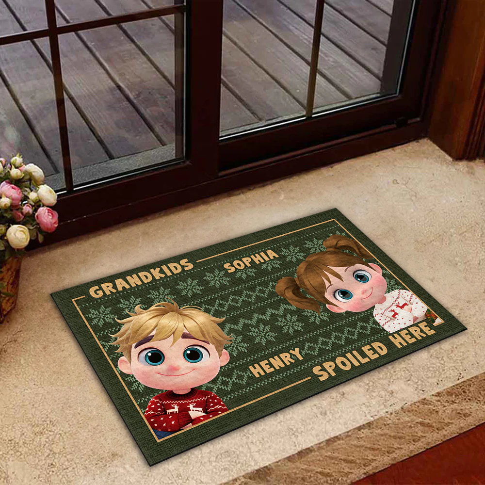 Grandkids Spoiled Here Merry Christmas  - Personalized Custom Doormat - Image 4