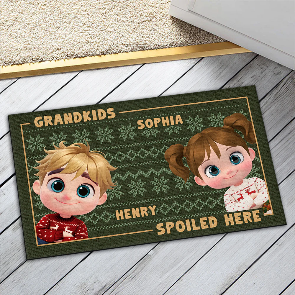 Grandkids Spoiled Here Merry Christmas  - Personalized Custom Doormat - Image 5