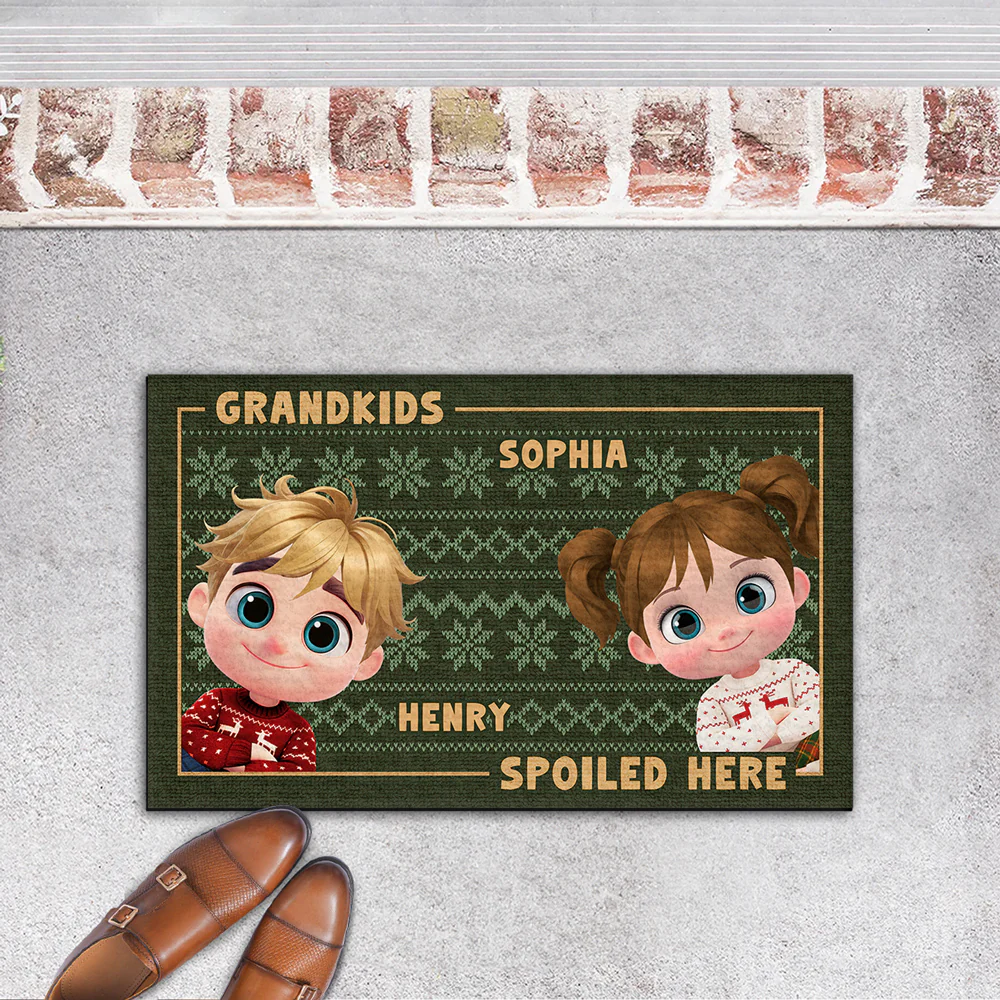 Grandkids Spoiled Here Merry Christmas  - Personalized Custom Doormat - Image 6
