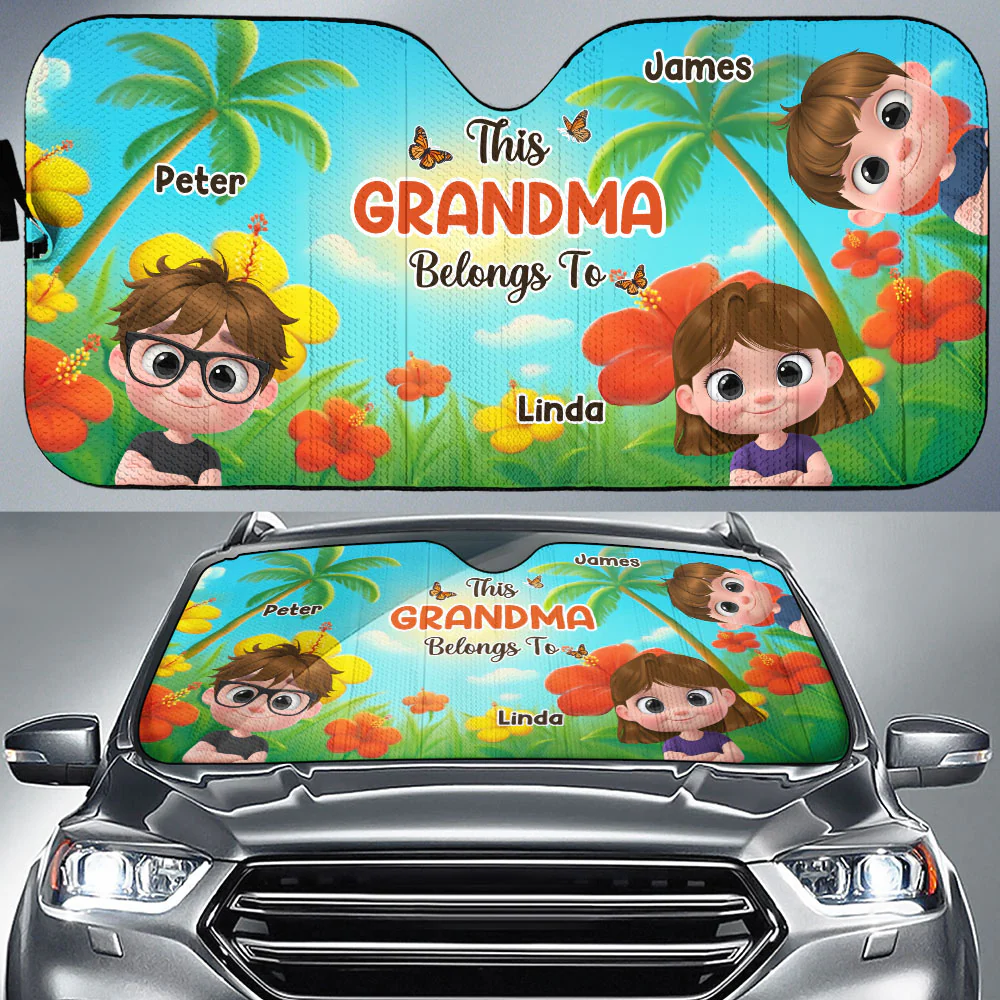 Grandkids Summertime - Personalized Custom Car Sunshade - Image 2