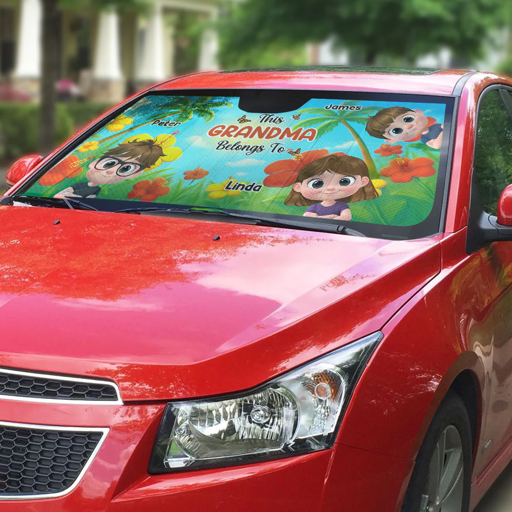 Grandkids Summertime - Personalized Custom Car Sunshade - Image 3