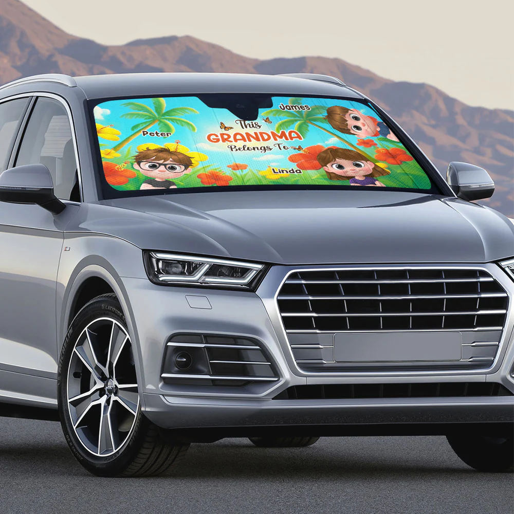 Grandkids Summertime - Personalized Custom Car Sunshade - Image 4