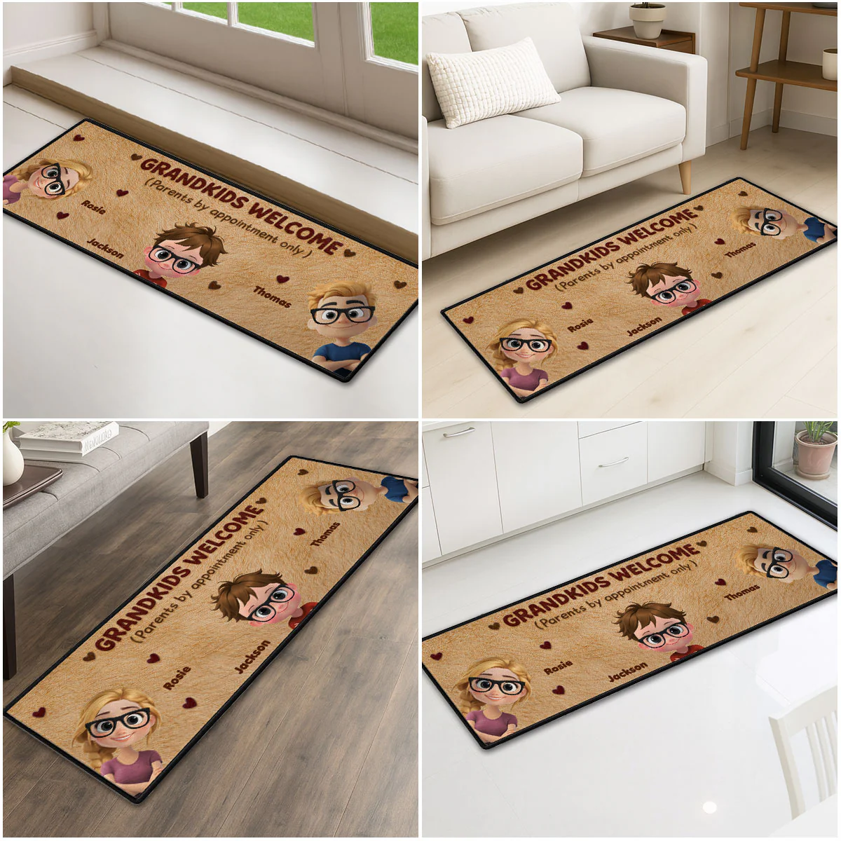 Grandkids Welcome - Personalized Custom Runner Rug - Image 2