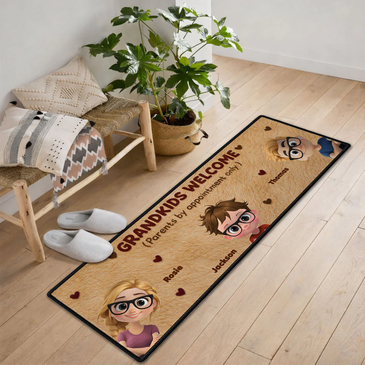 Grandkids Welcome - Personalized Custom Runner Rug - Image 4
