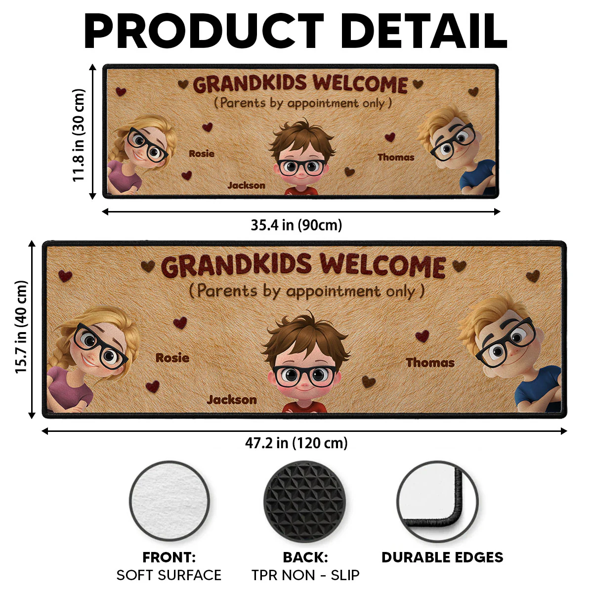 Grandkids Welcome - Personalized Custom Runner Rug - Image 7