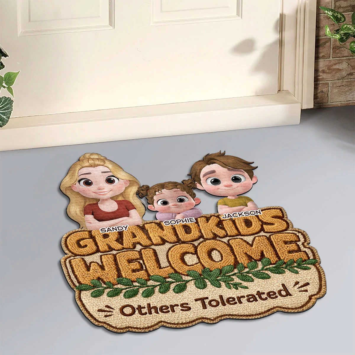 Grandkids Welcome Version 2 - Personalized Custom Doormat - Image 2