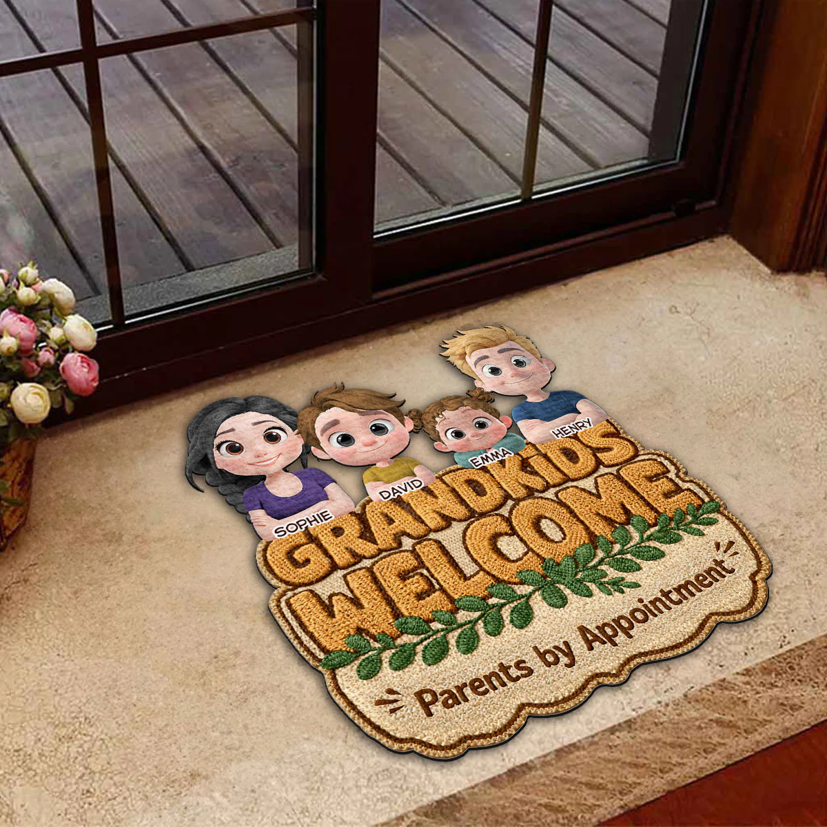 Grandkids Welcome Version 2 - Personalized Custom Doormat - Image 3