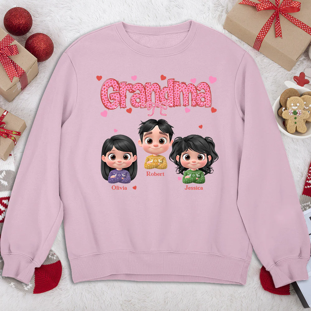 Grandma And Grandbabies Holiday - Personalized Custom Shirt - Image 8