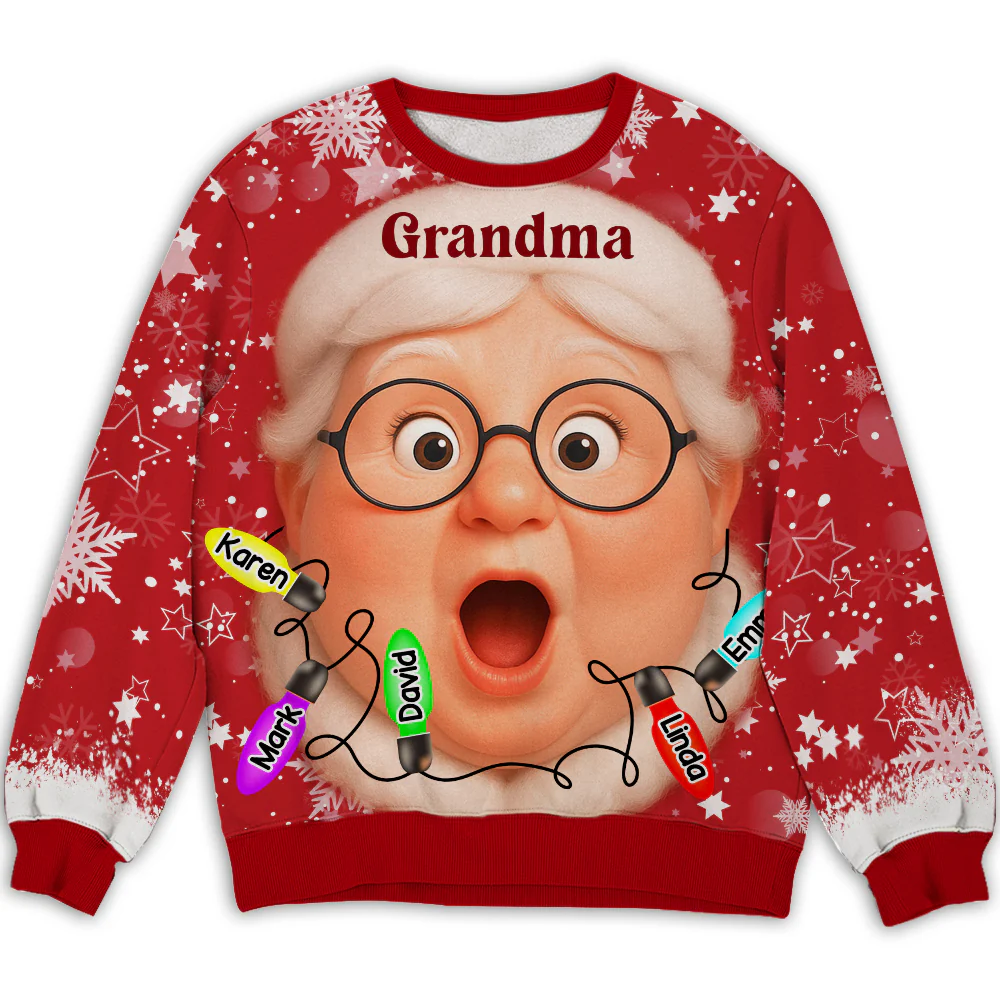 Grandma And Grandkids Christmas - Personalized Custom All-Over-Print Sweatshirt