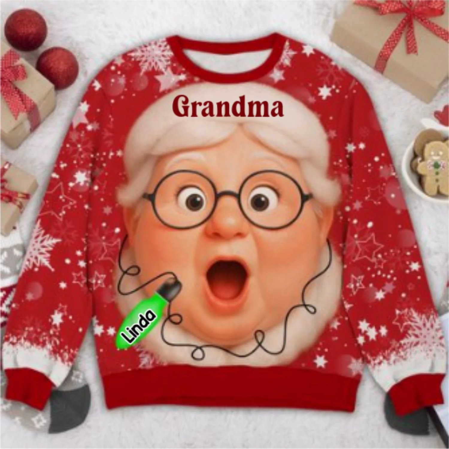 Grandma And Grandkids Christmas - Personalized Custom All-Over-Print Sweatshirt - Image 7