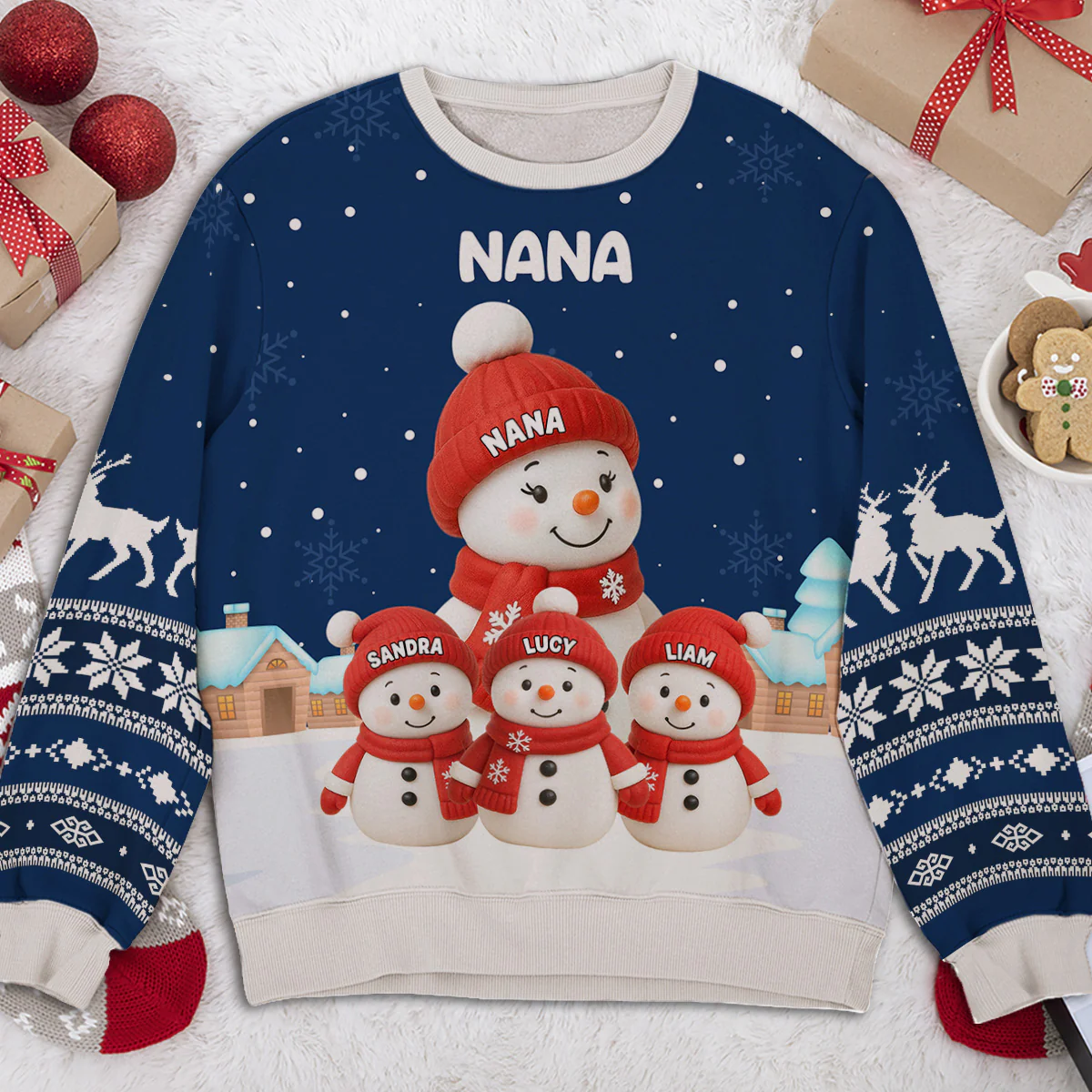 Grandma And Grandkids Snow - Personalized Custom All-Over-Print Sweatshirt - Image 3